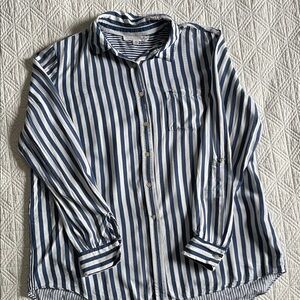 Jane + Delancey Blue and White Striped Button-Up Shirt